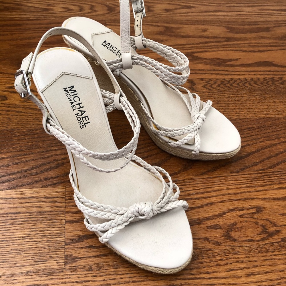 Micheal Kors Braided Strappy Sandal Wedge Heels